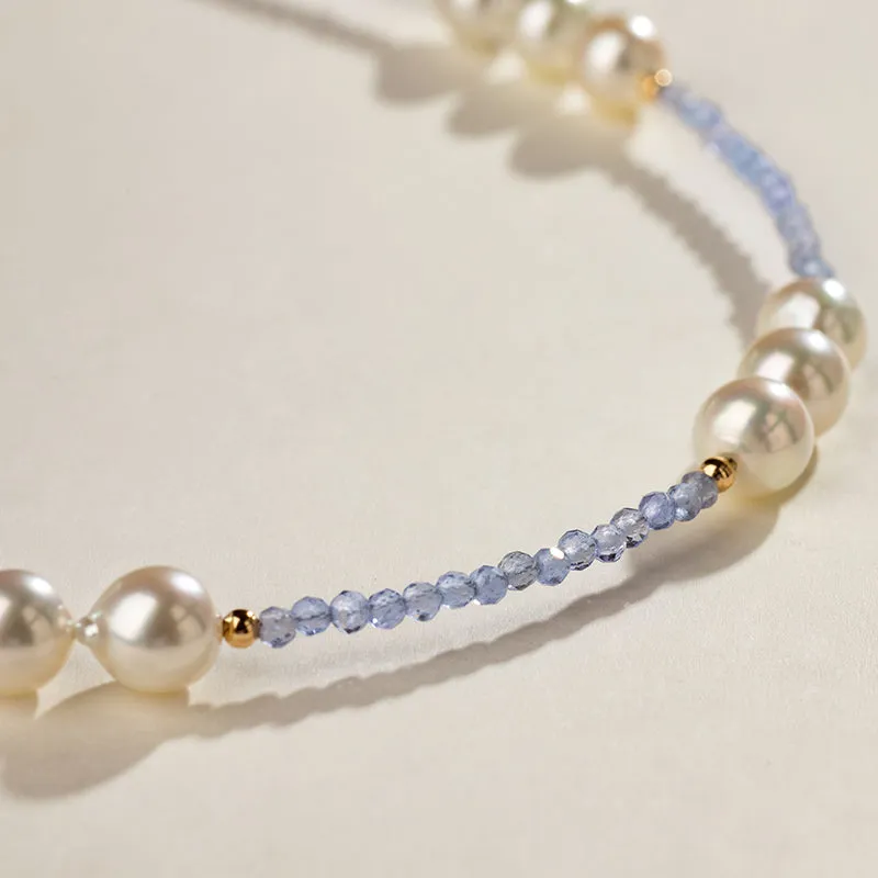 Baroque Pearl 18K Tanzanite Unique Design Necklace