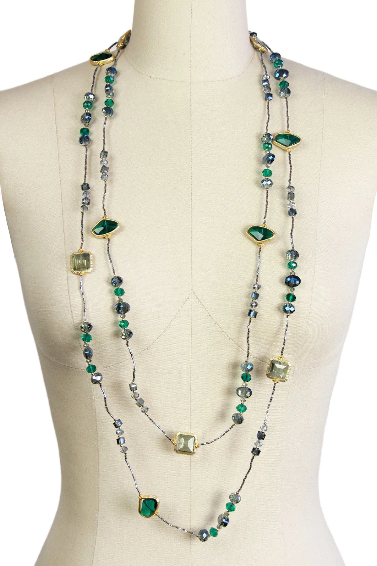 Beaded Long Layered Necklace