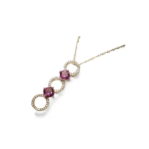 Beautiful Estate 14K White Gold Diamond Amethyst Drop Pendant Necklace