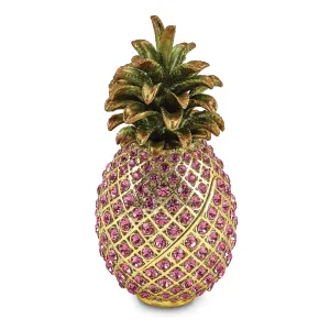 Bejewel Multi Color FRIENDSHIP HOSPITALITY Pink Pineapple Trinket Box