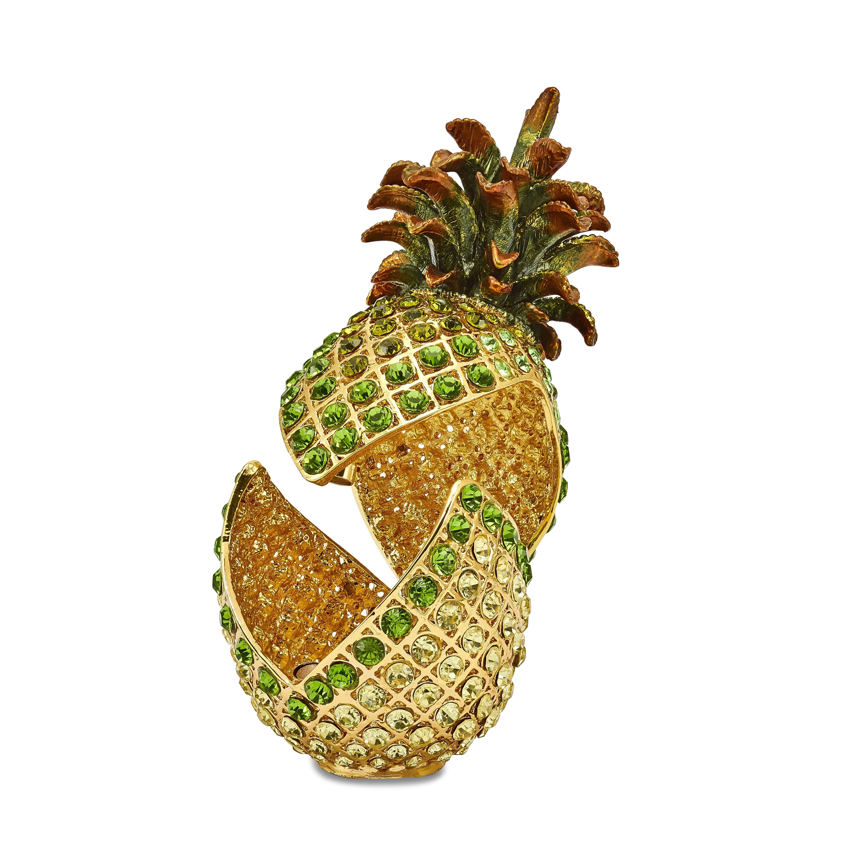 Bejeweled Multi Color Finish ALL WELCOME Crystal Pineapple Trinket Box