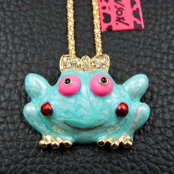 Betsey Johnson Girl Frog Pendant Necklace