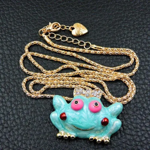 Betsey Johnson Girl Frog Pendant Necklace