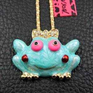 Betsey Johnson Girl Frog Pendant Necklace