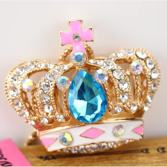 Betsey Johnson Jeweled Crown Blue Gem Pendant Necklace
