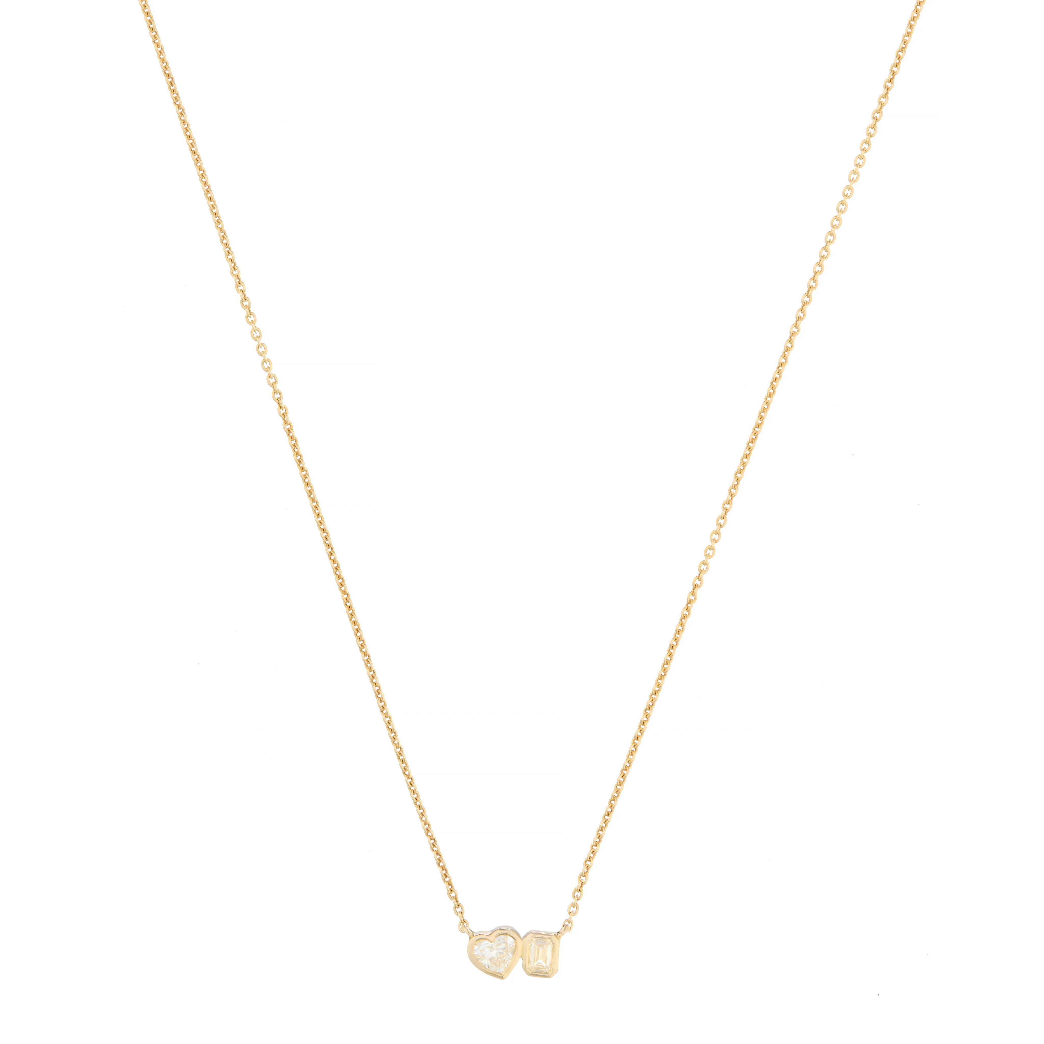 Bezel Set Moi Et Toi Diamond Necklace