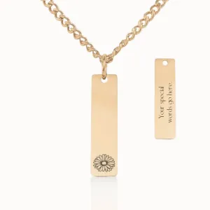 Birth Flower Vertical Pendant on Cuban Chain