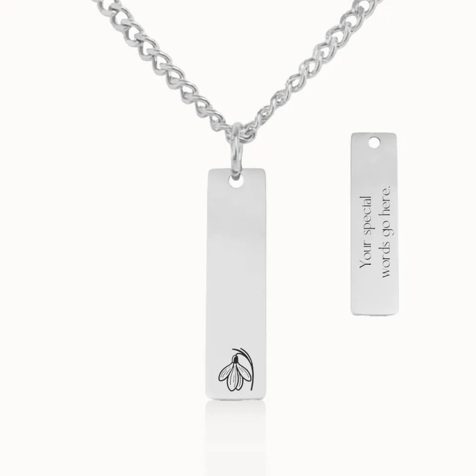 Birth Flower Vertical Pendant on Cuban Chain