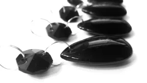 Black Smooth Teardrop 38mm Chandelier Crystals Ornament, Pack of 5