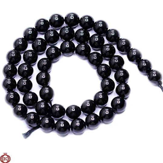 Black Tourmaline Beads Smooth Round
