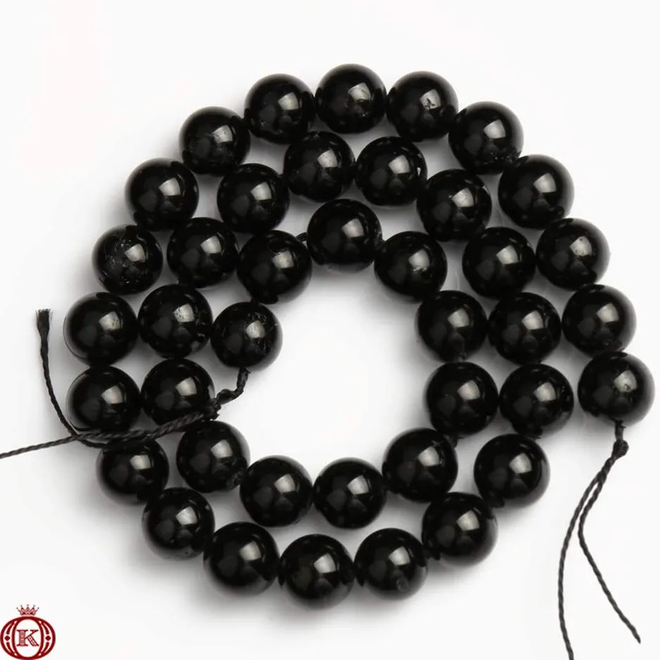 Black Tourmaline Beads Smooth Round