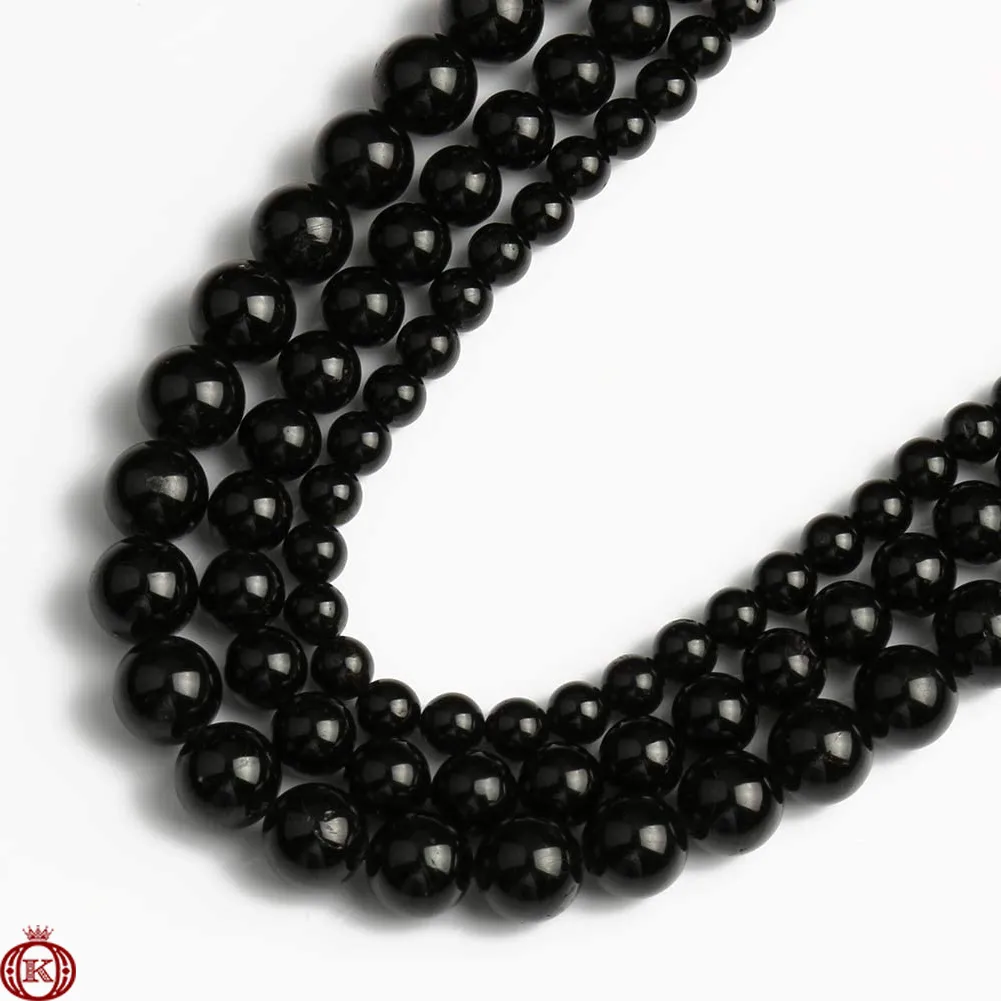 Black Tourmaline Beads Smooth Round