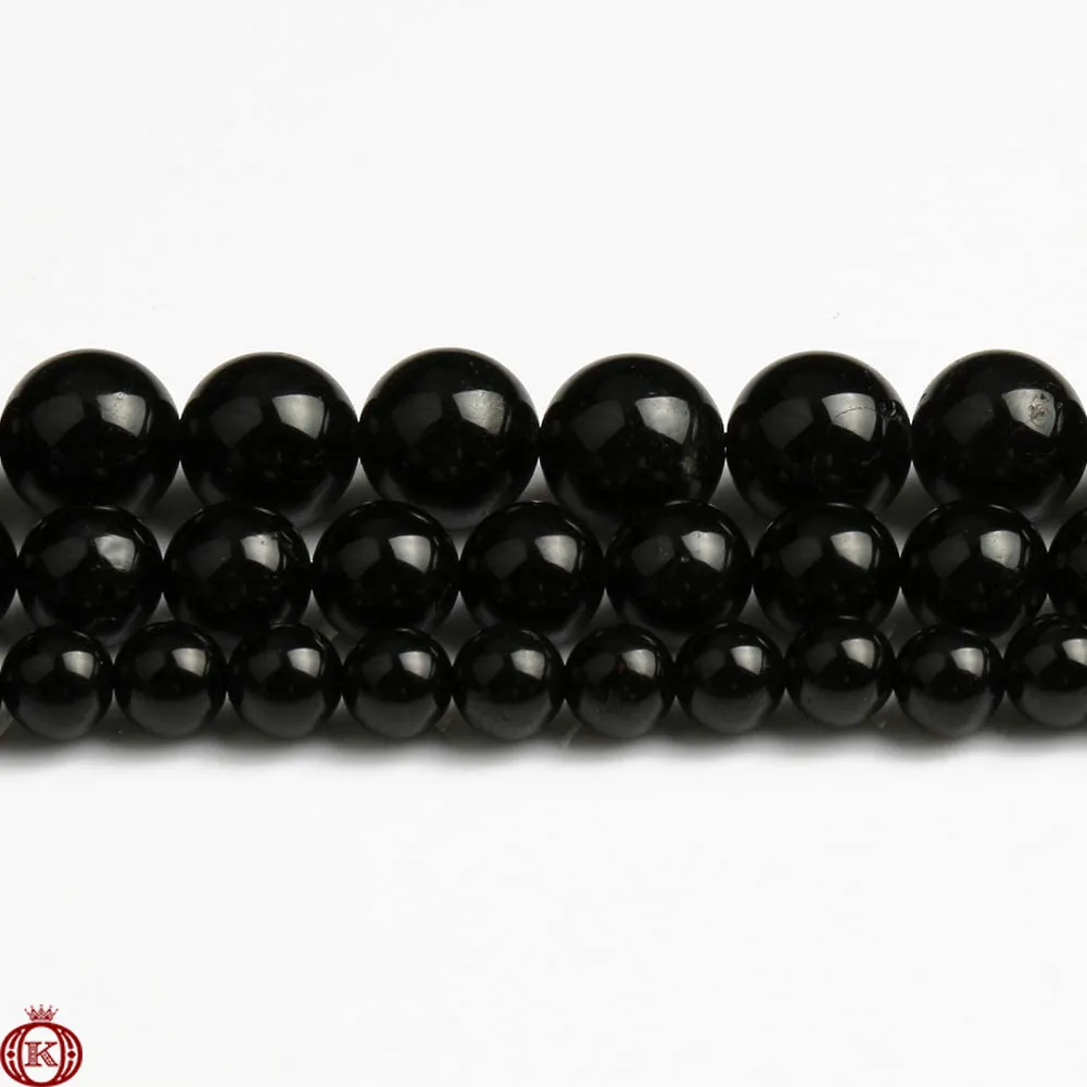 Black Tourmaline Beads Smooth Round