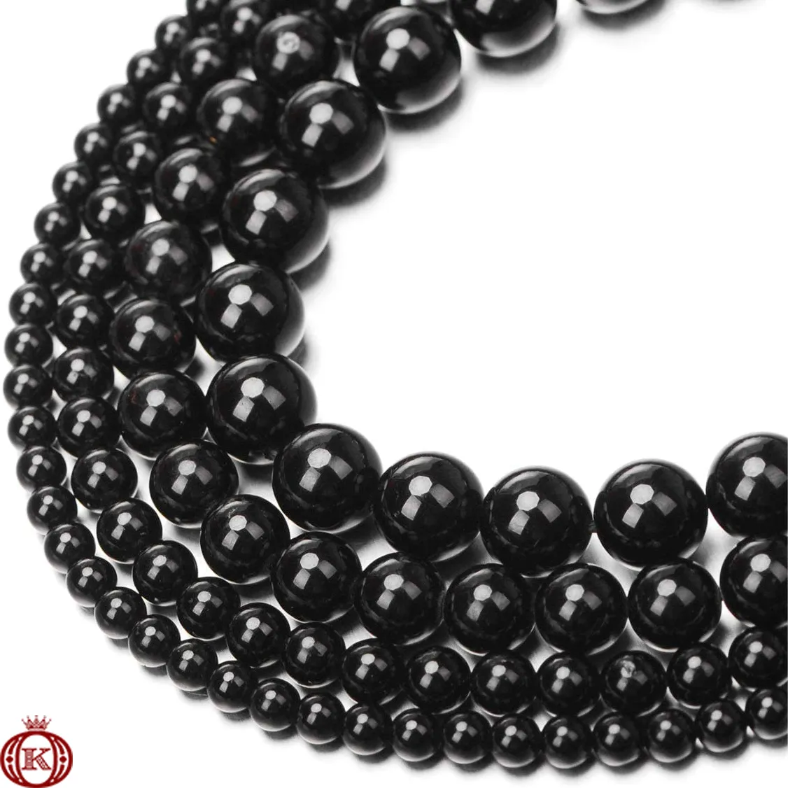 Black Tourmaline Beads Smooth Round
