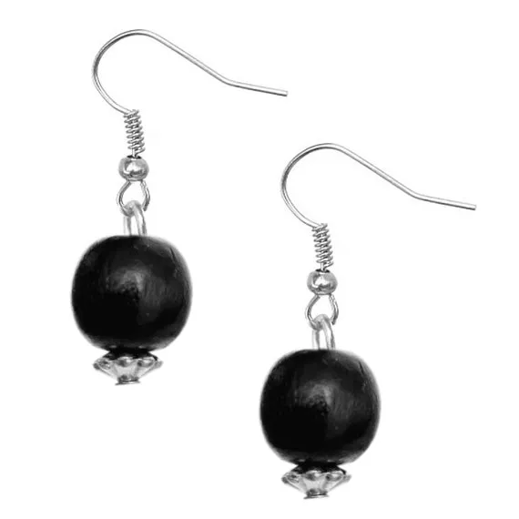 Black Wooden Sequin Spike Necklace Set