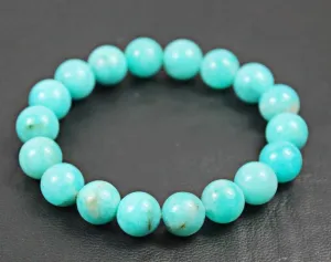 Blue Amazonite Smooth Round Ball Loose Gemstone Beads Bracelet Jewelry 10mm 7"