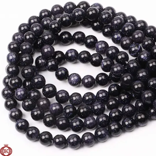 Blue Sandstone Beads Smooth Round