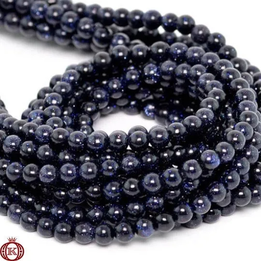 Blue Sandstone Beads Smooth Round