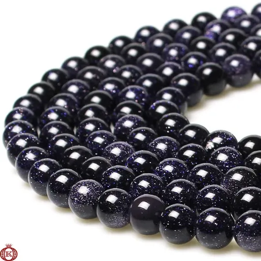 Blue Sandstone Beads Smooth Round