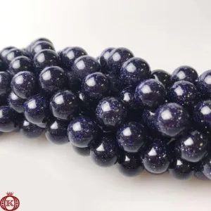 Blue Sandstone Beads Smooth Round