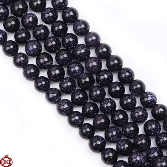 Blue Sandstone Beads Smooth Round