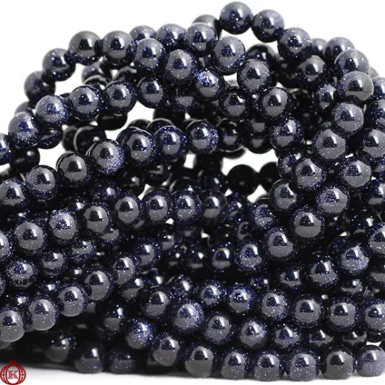 Blue Sandstone Beads Smooth Round