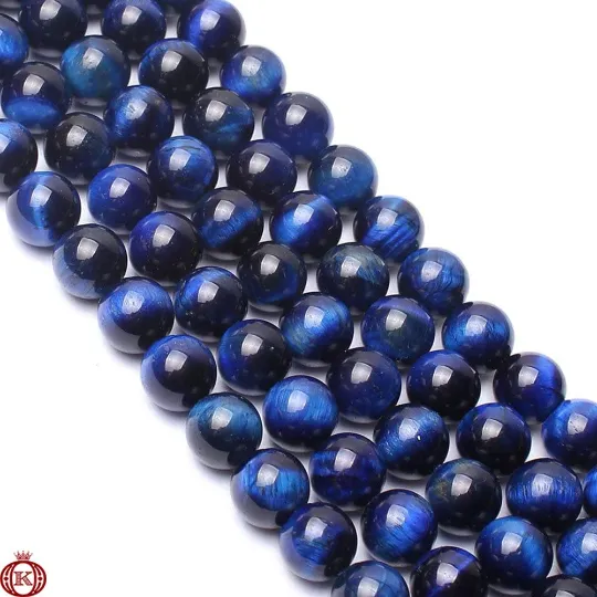 Blue Tiger Eye Beads Smooth Round