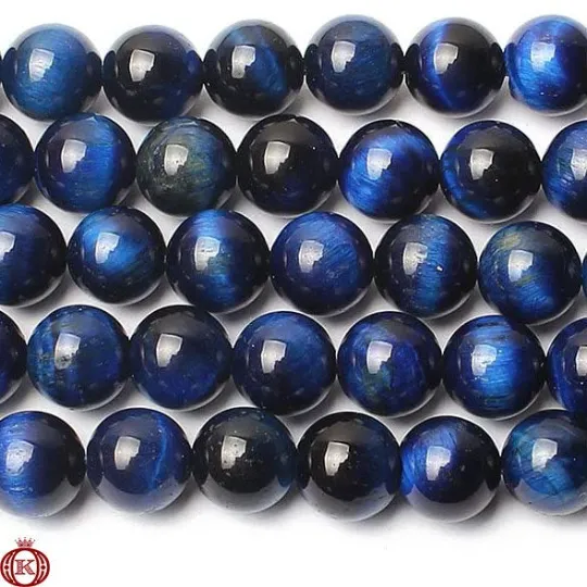 Blue Tiger Eye Beads Smooth Round