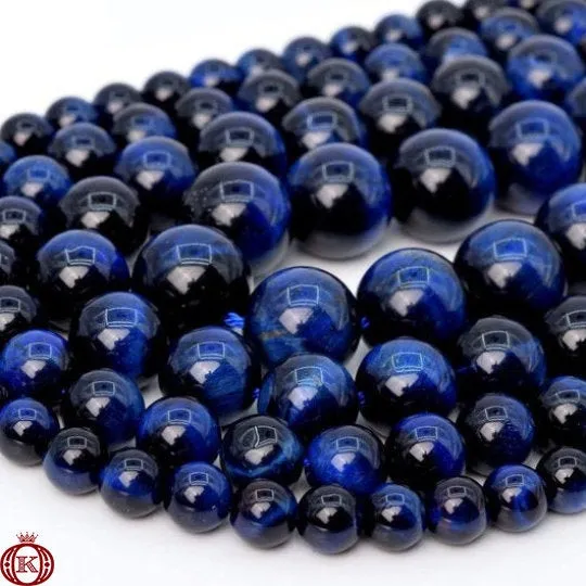 Blue Tiger Eye Beads Smooth Round