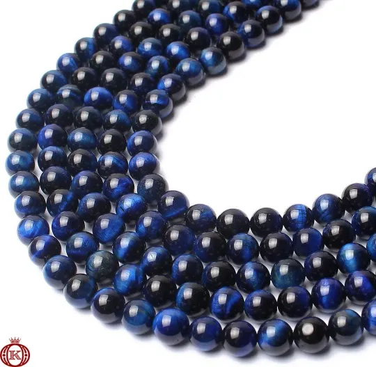 Blue Tiger Eye Beads Smooth Round