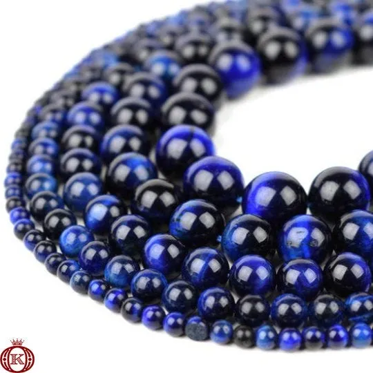 Blue Tiger Eye Beads Smooth Round