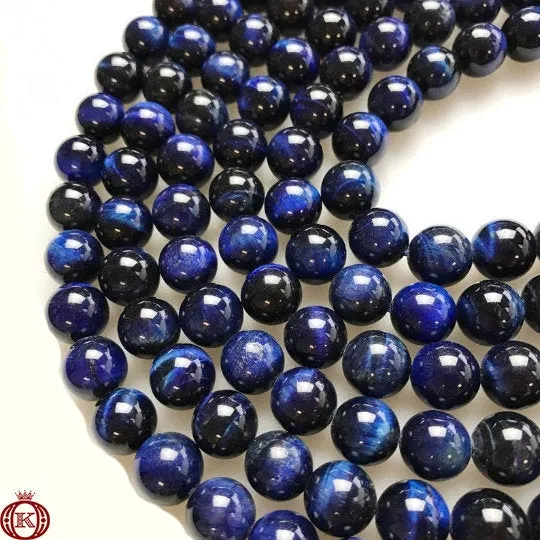 Blue Tiger Eye Beads Smooth Round
