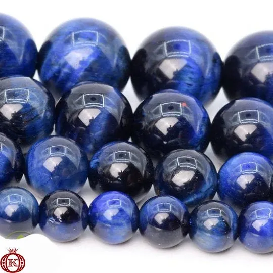 Blue Tiger Eye Beads Smooth Round