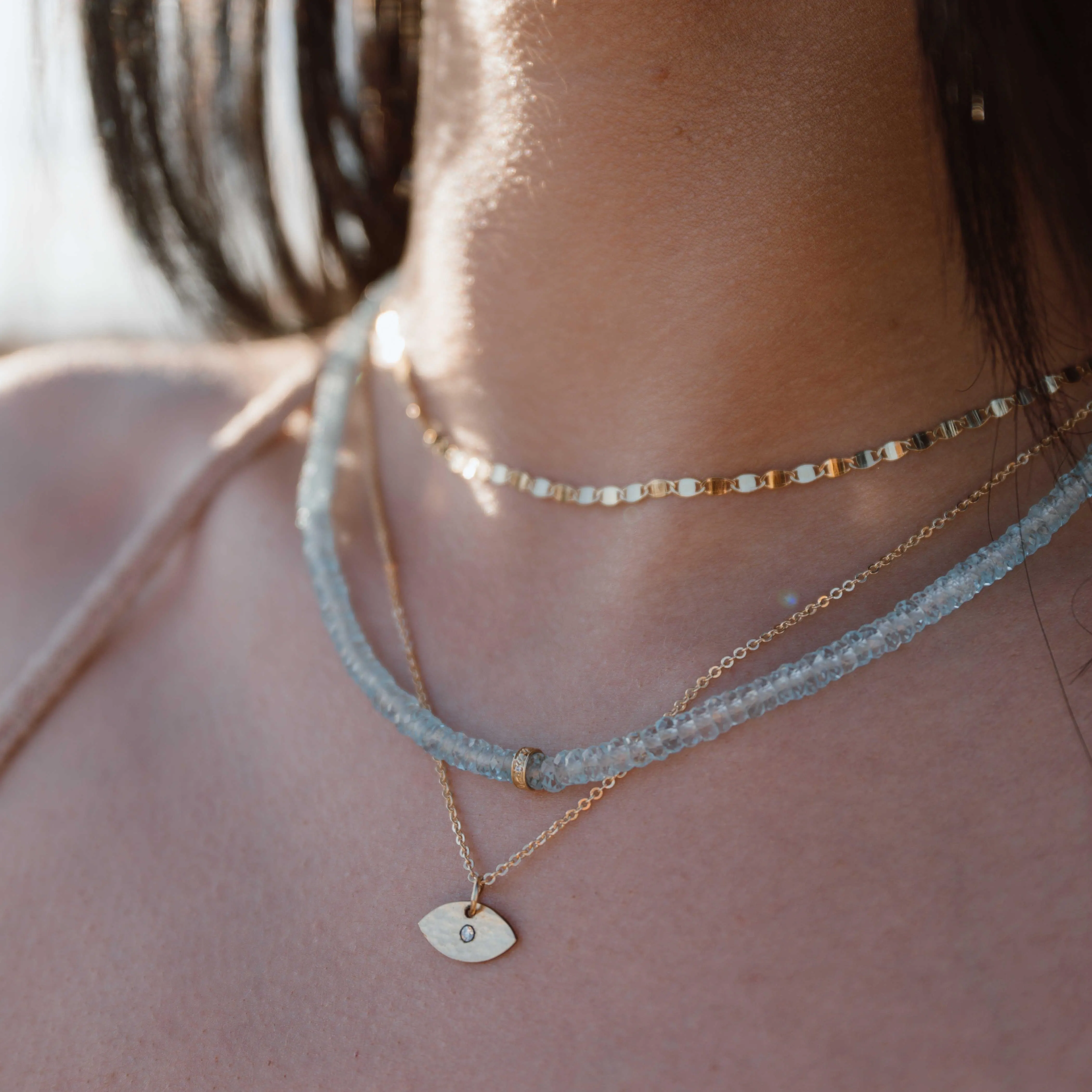 Blue Topaz with Diamond Necklace
