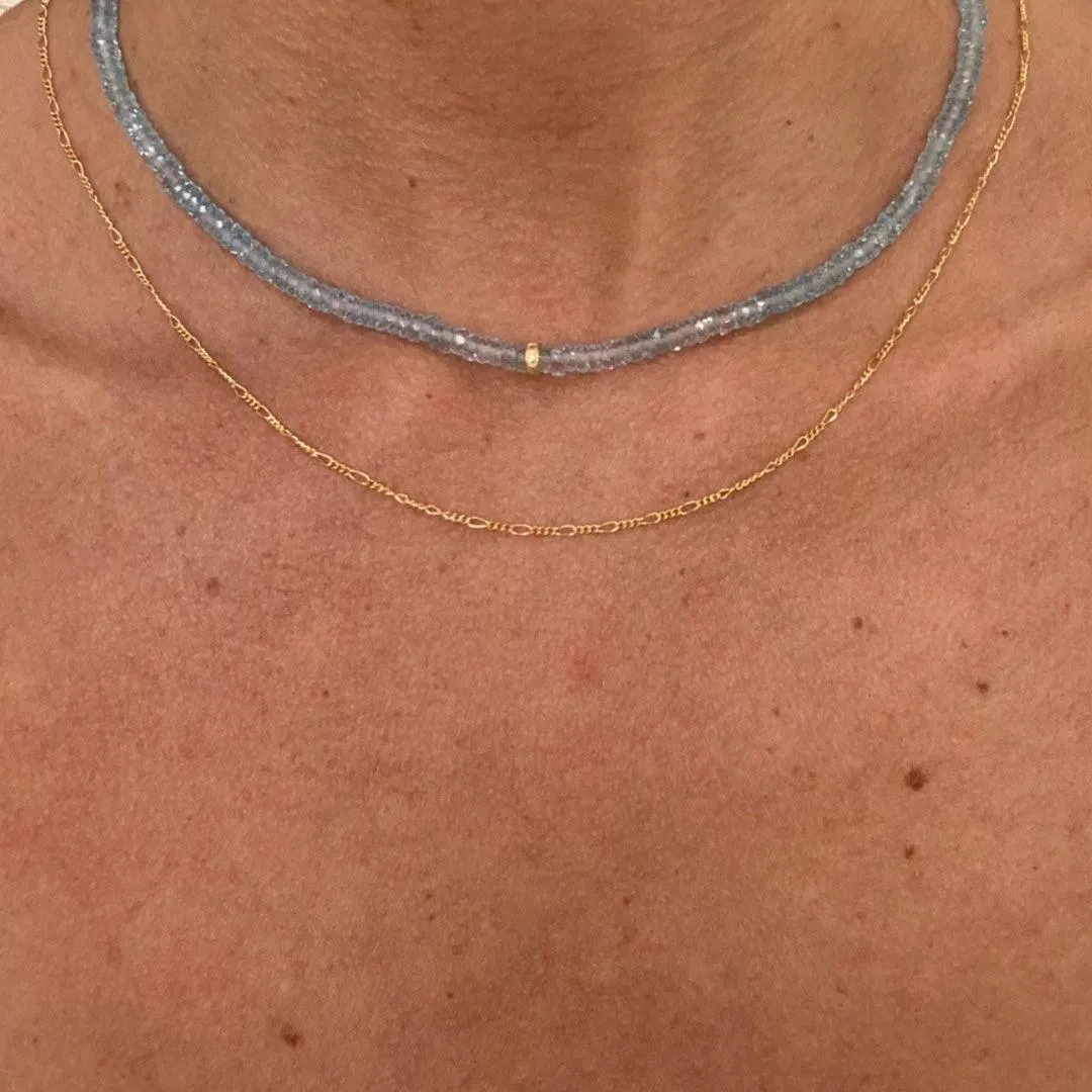 Blue Topaz with Diamond Necklace