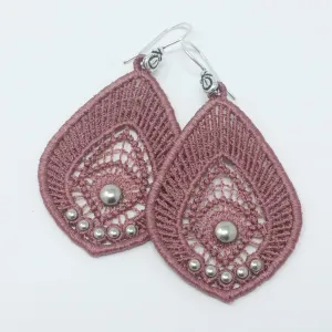 Blush Pink Embroidered Earrings