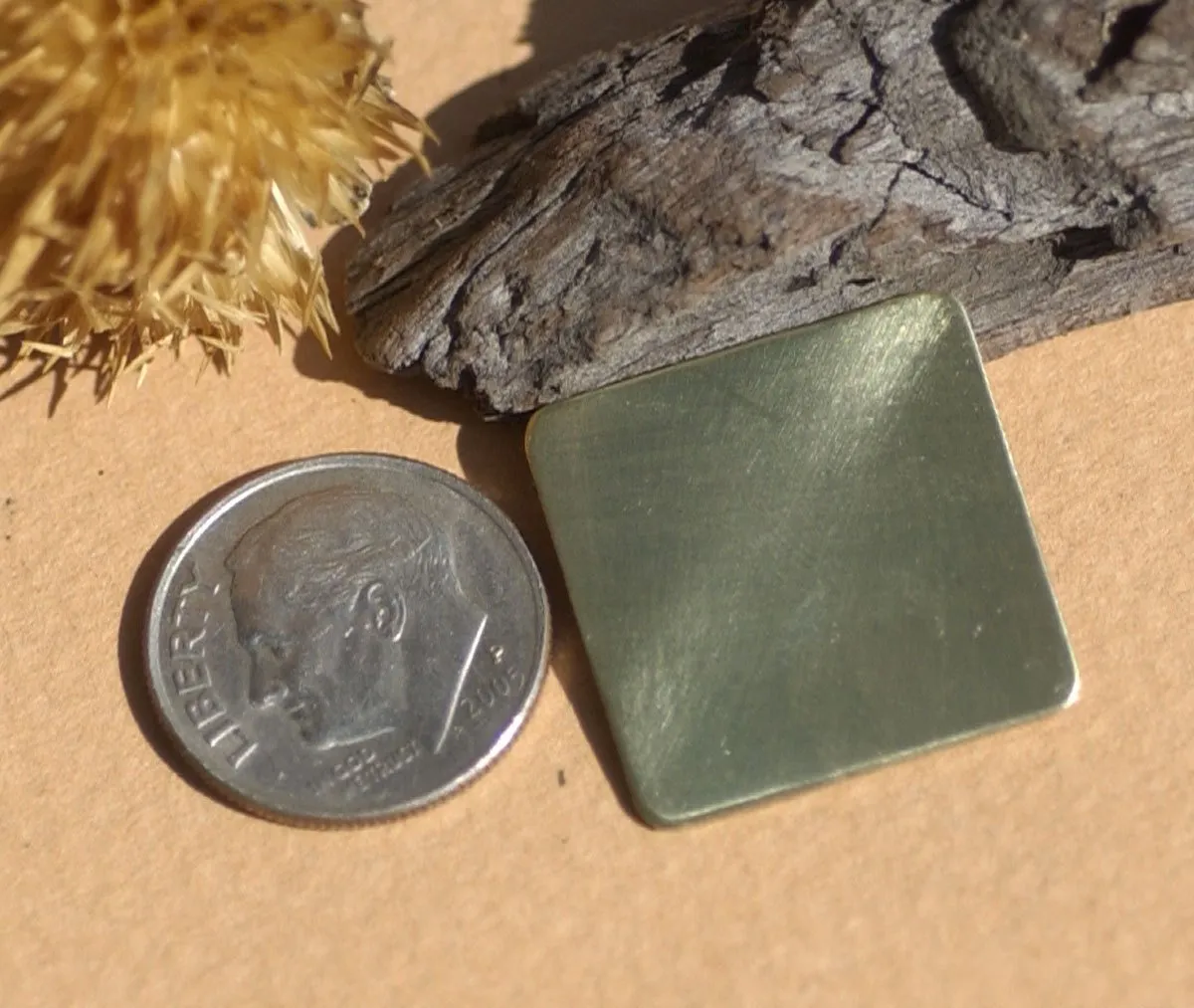 Brass 22g 20mm Square Blank Cutout for Metalworking Stamping Texturing