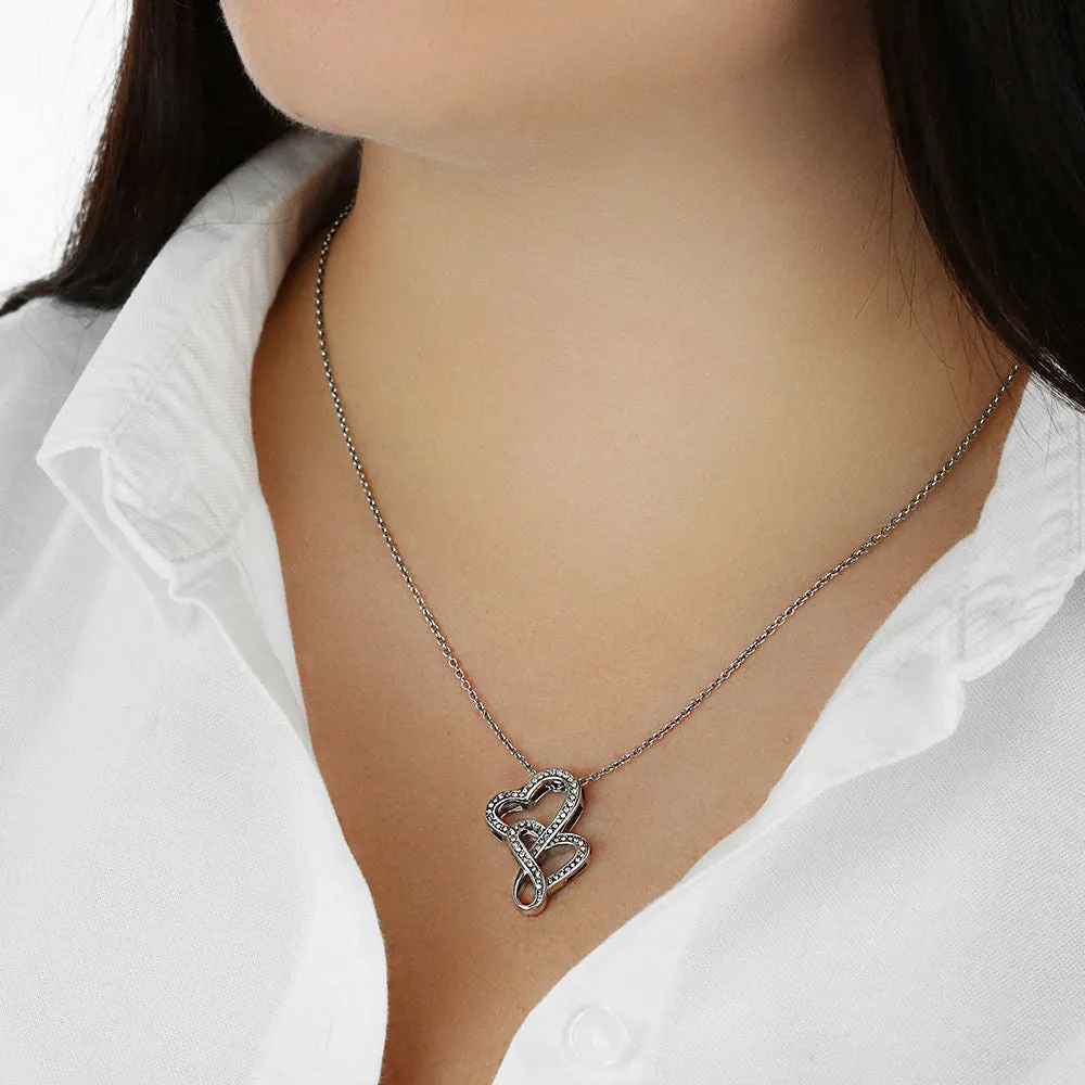 Brave, strong & smart-Double Hearts Necklace for Daughter, From Mom