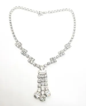Bright sparkling waterfall chandelier vintage clear rhinestone choker necklace