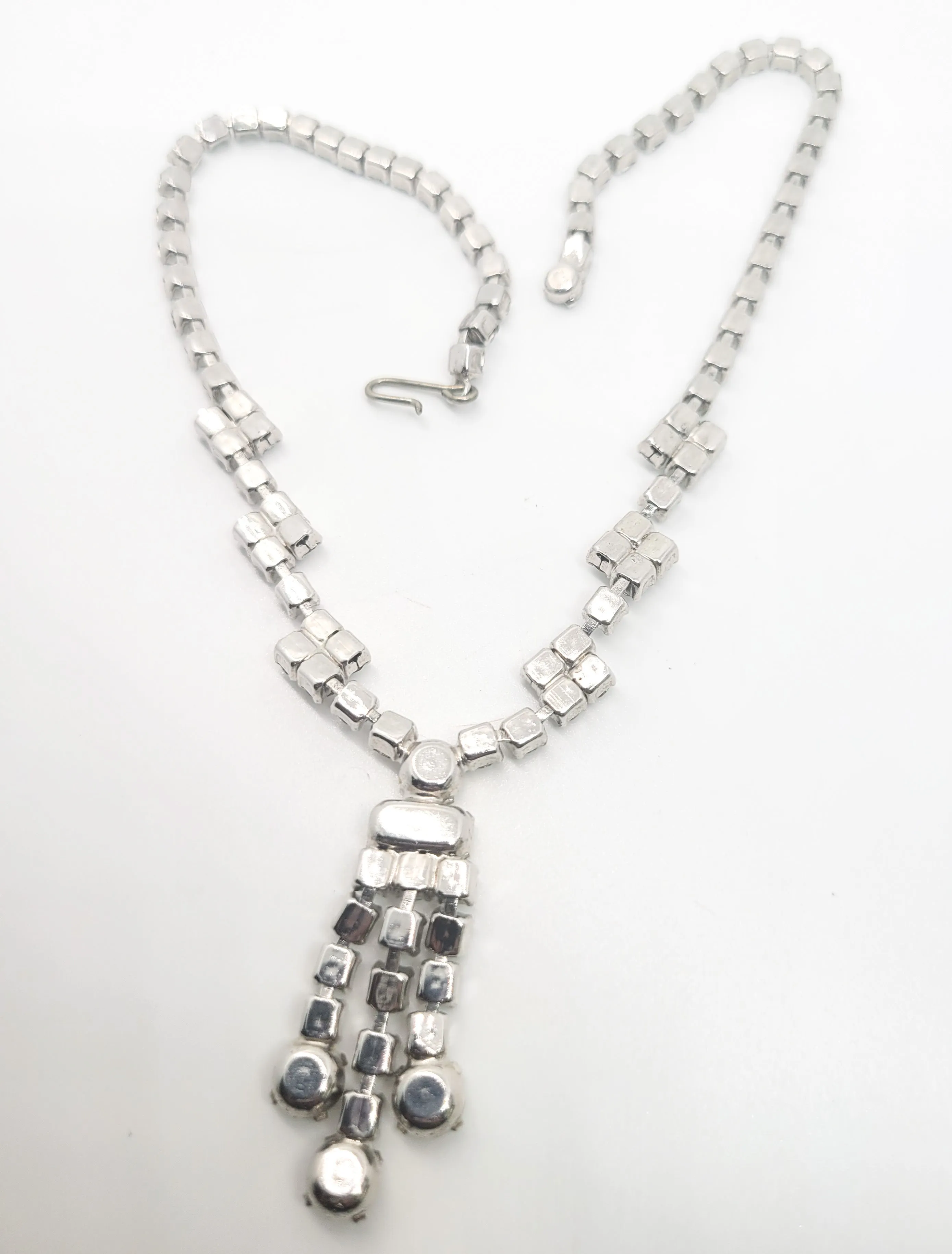 Bright sparkling waterfall chandelier vintage clear rhinestone choker necklace