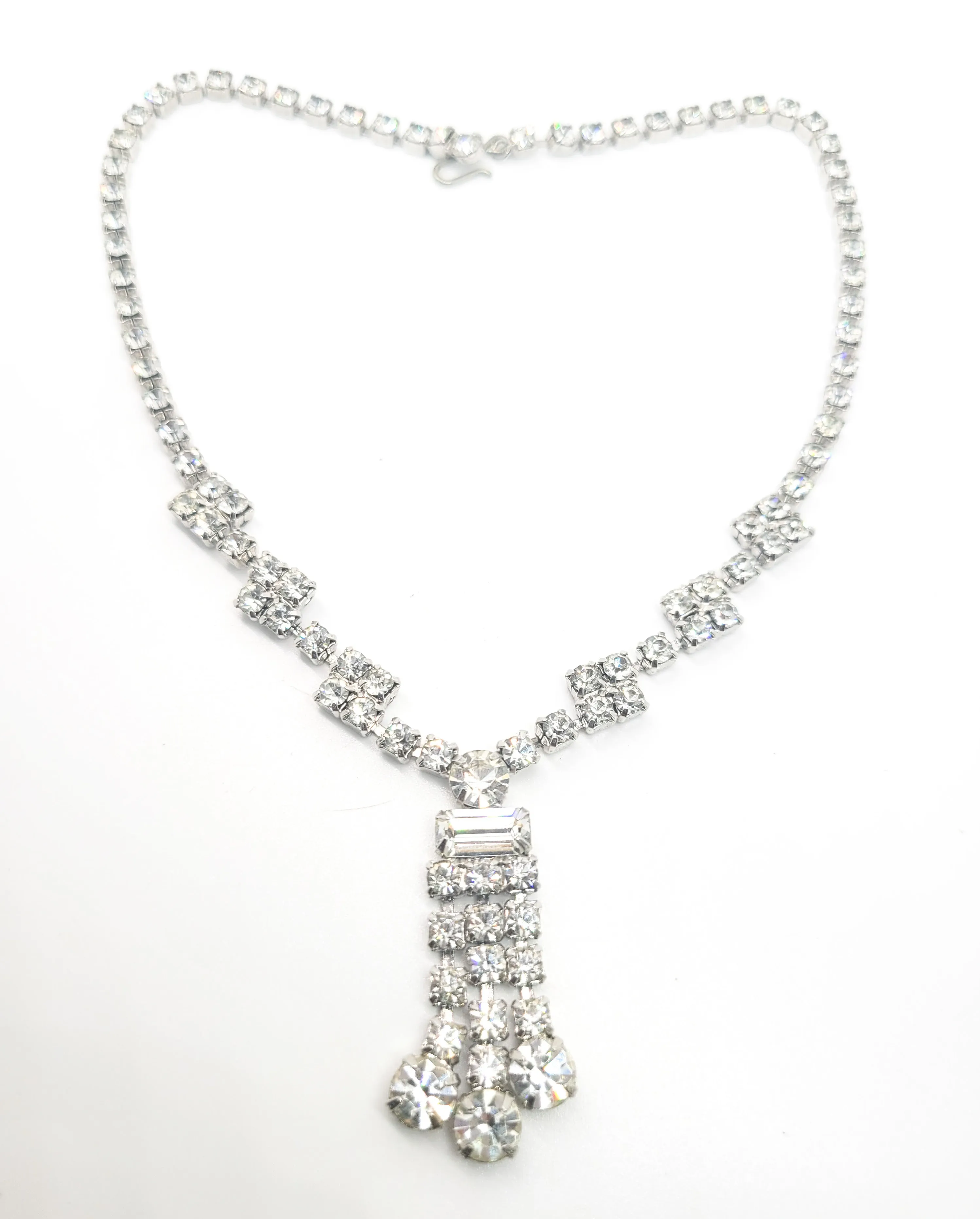 Bright sparkling waterfall chandelier vintage clear rhinestone choker necklace
