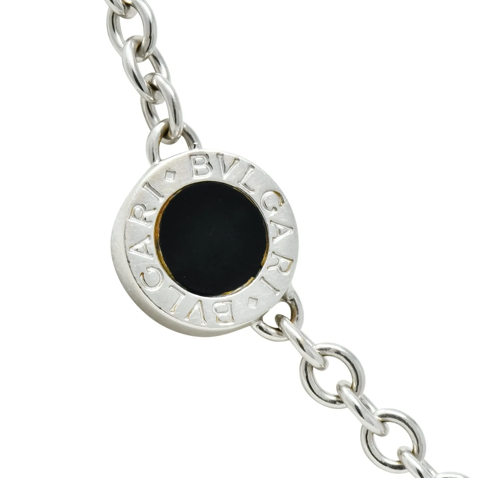 Bulgari 1.15 CTW Diamond Onyx 18 Karat White Gold Reversible Station Necklace