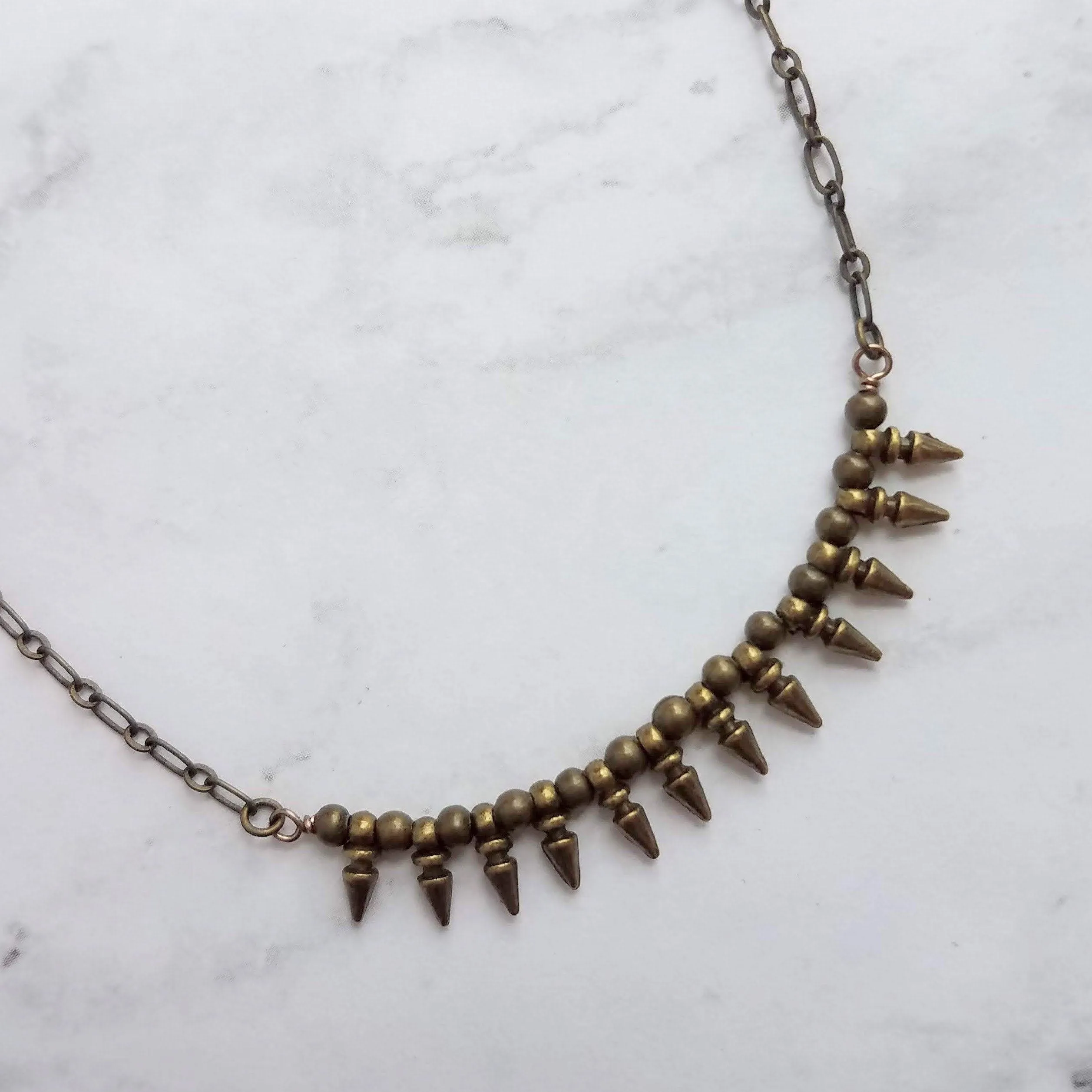 Bullet Necklace, antique bronze necklace, spike necklace, antique brass necklace, spear necklace, small point necklace tiny bullet necklace