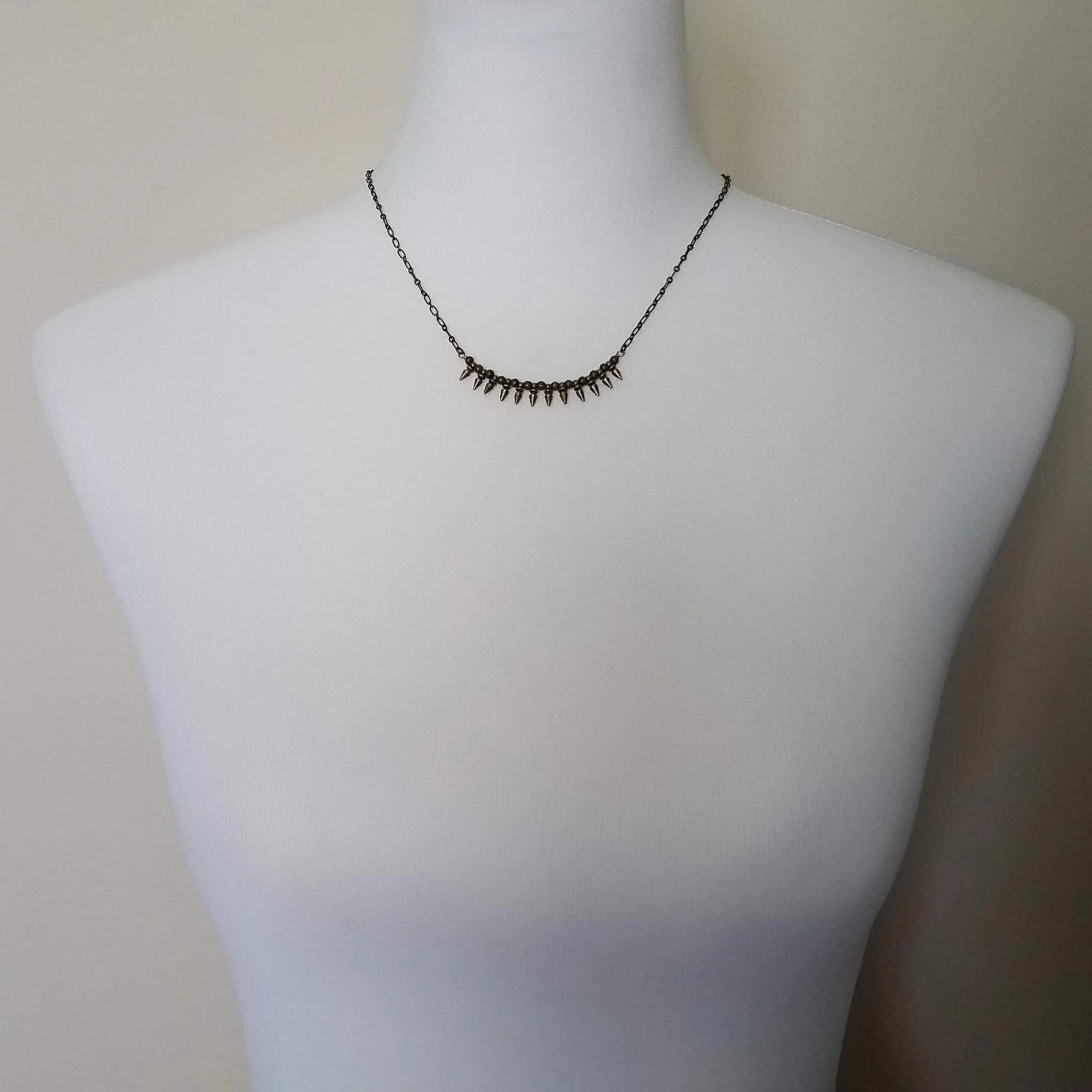 Bullet Necklace, antique bronze necklace, spike necklace, antique brass necklace, spear necklace, small point necklace tiny bullet necklace