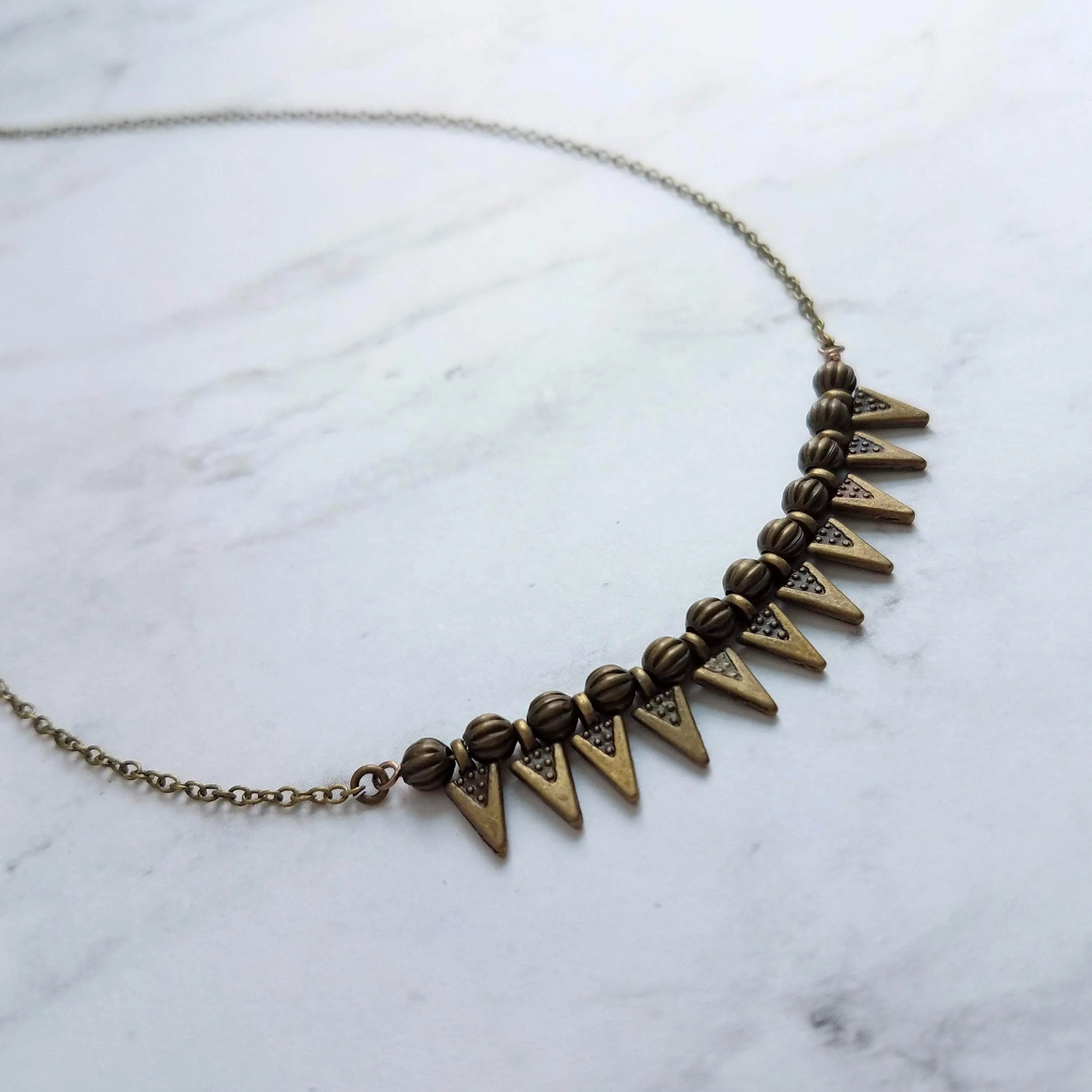 Bullet Necklace, antique bronze necklace, spike necklace, antique brass necklace, spear necklace, small point necklace tiny bullet necklace