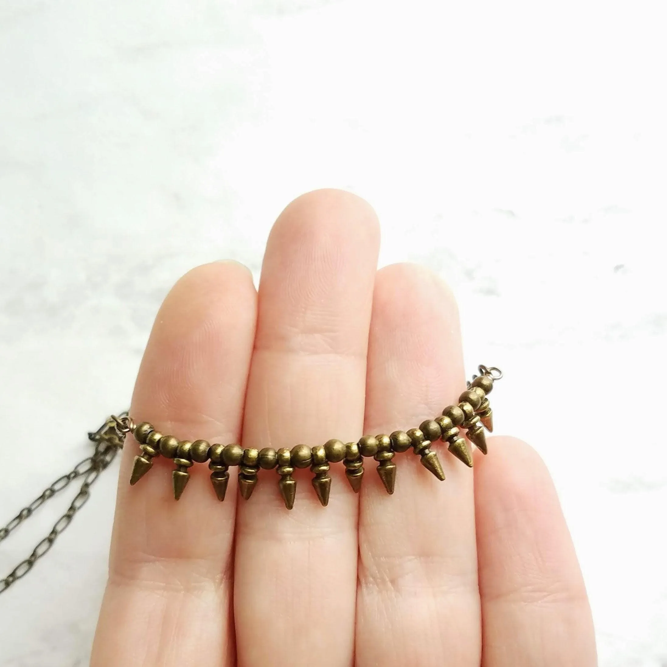 Bullet Necklace, antique bronze necklace, spike necklace, antique brass necklace, spear necklace, small point necklace tiny bullet necklace