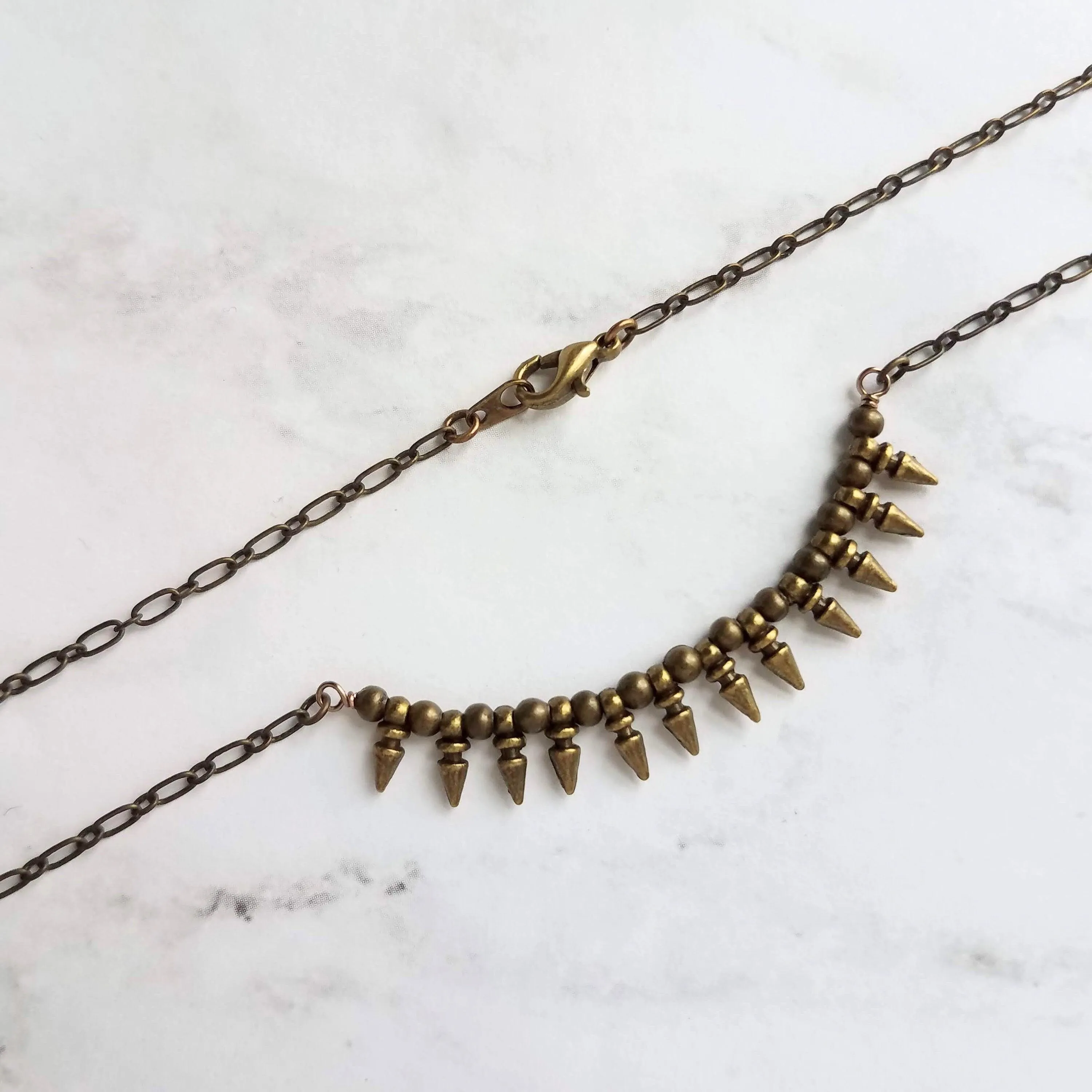 Bullet Necklace, antique bronze necklace, spike necklace, antique brass necklace, spear necklace, small point necklace tiny bullet necklace