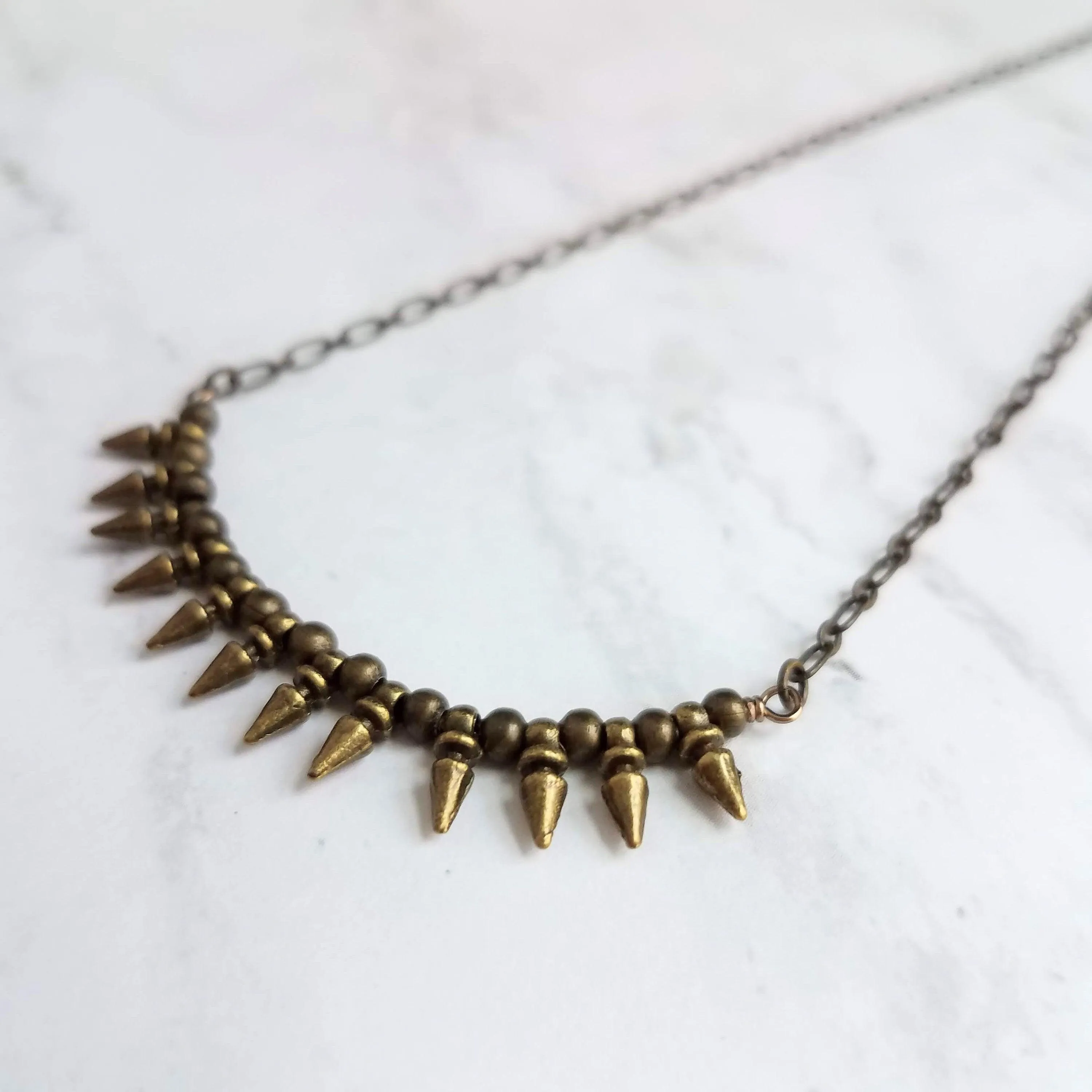 Bullet Necklace, antique bronze necklace, spike necklace, antique brass necklace, spear necklace, small point necklace tiny bullet necklace