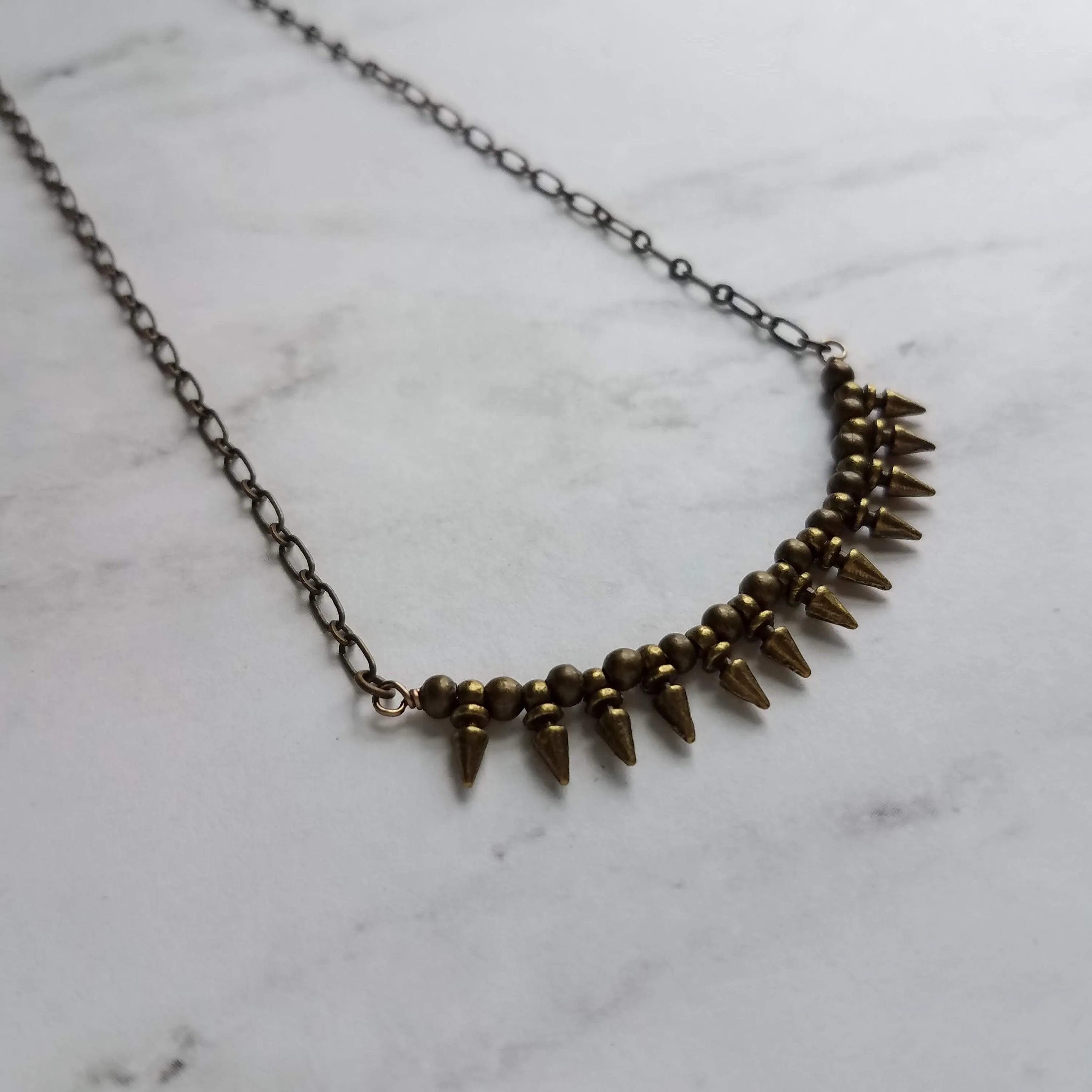 Bullet Necklace, antique bronze necklace, spike necklace, antique brass necklace, spear necklace, small point necklace tiny bullet necklace