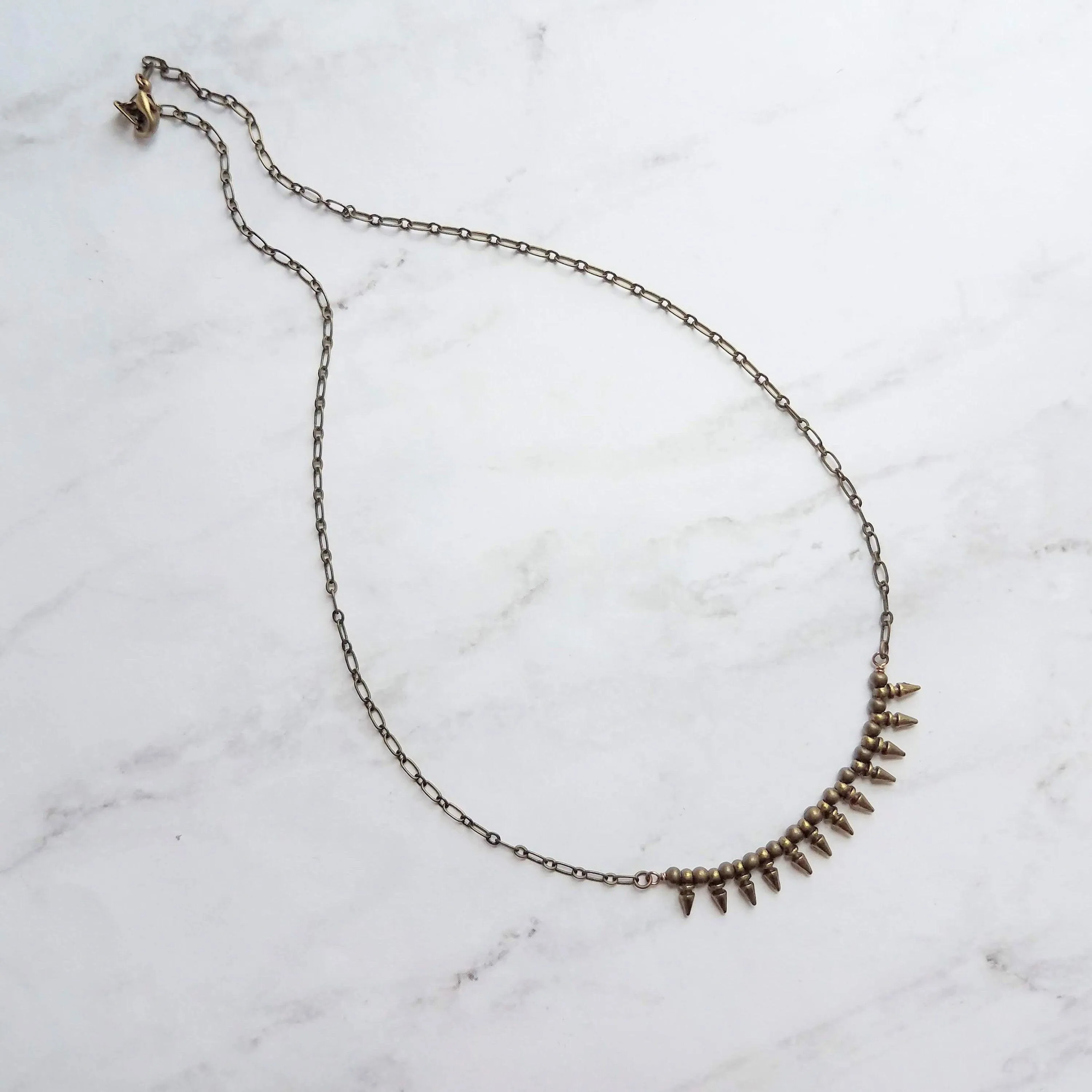 Bullet Necklace, antique bronze necklace, spike necklace, antique brass necklace, spear necklace, small point necklace tiny bullet necklace